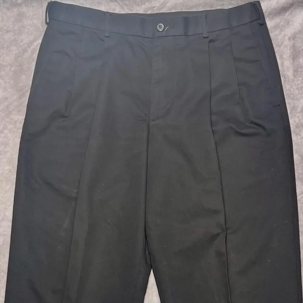 Vintage DOCKERS Pleated Pants Mens 34x34 Black Classic Straight Leg D4Cuffed Y2K